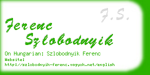 ferenc szlobodnyik business card